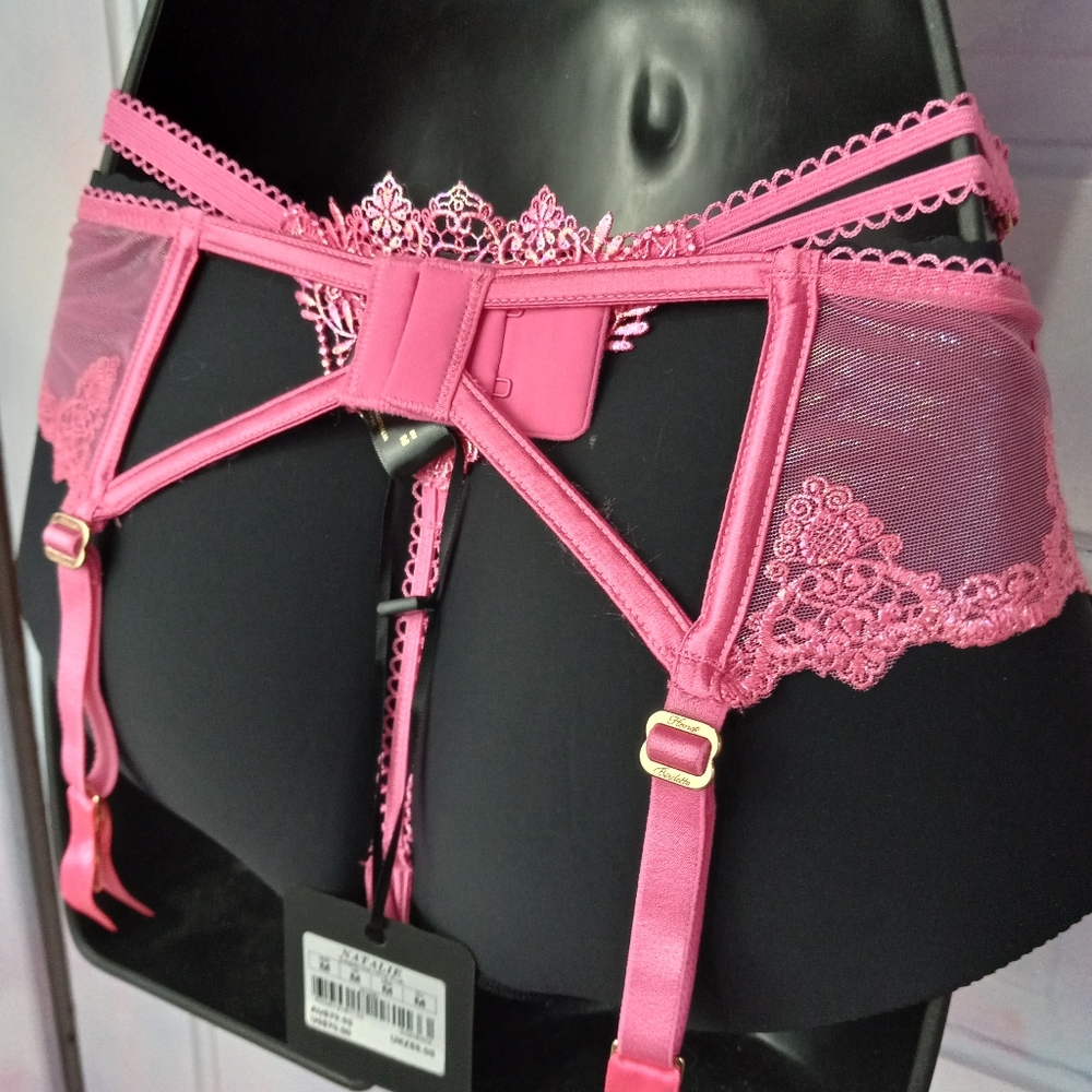 Honey Birdette luxury lingerie panty & suspender-Natalie wild pink! Shimmery sex - Picture 7 of 16
